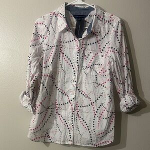 Women's Tommy Hilfiger oversized white blouse with heart print Size M